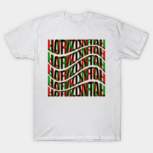 Horizontal Waves Typography (Red Green Black) T-Shirt